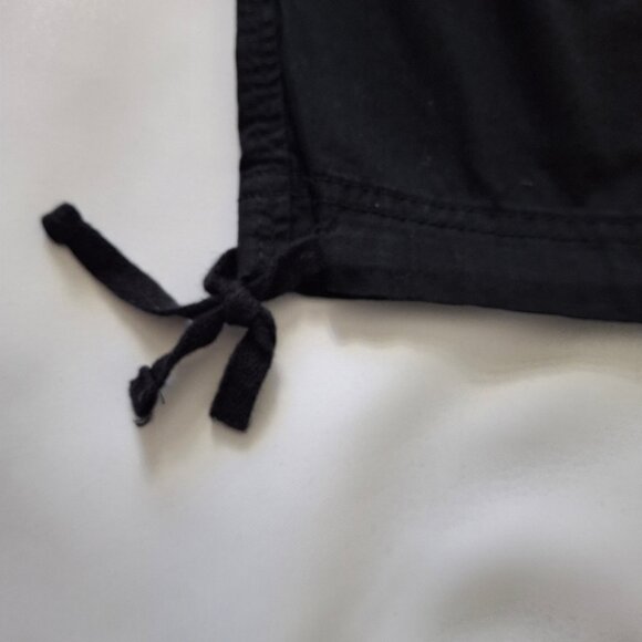Beechers Brook Cotton Drawstring Cropped Pants Size 14 Black Flap Back Pockets - Picture 3 of 16